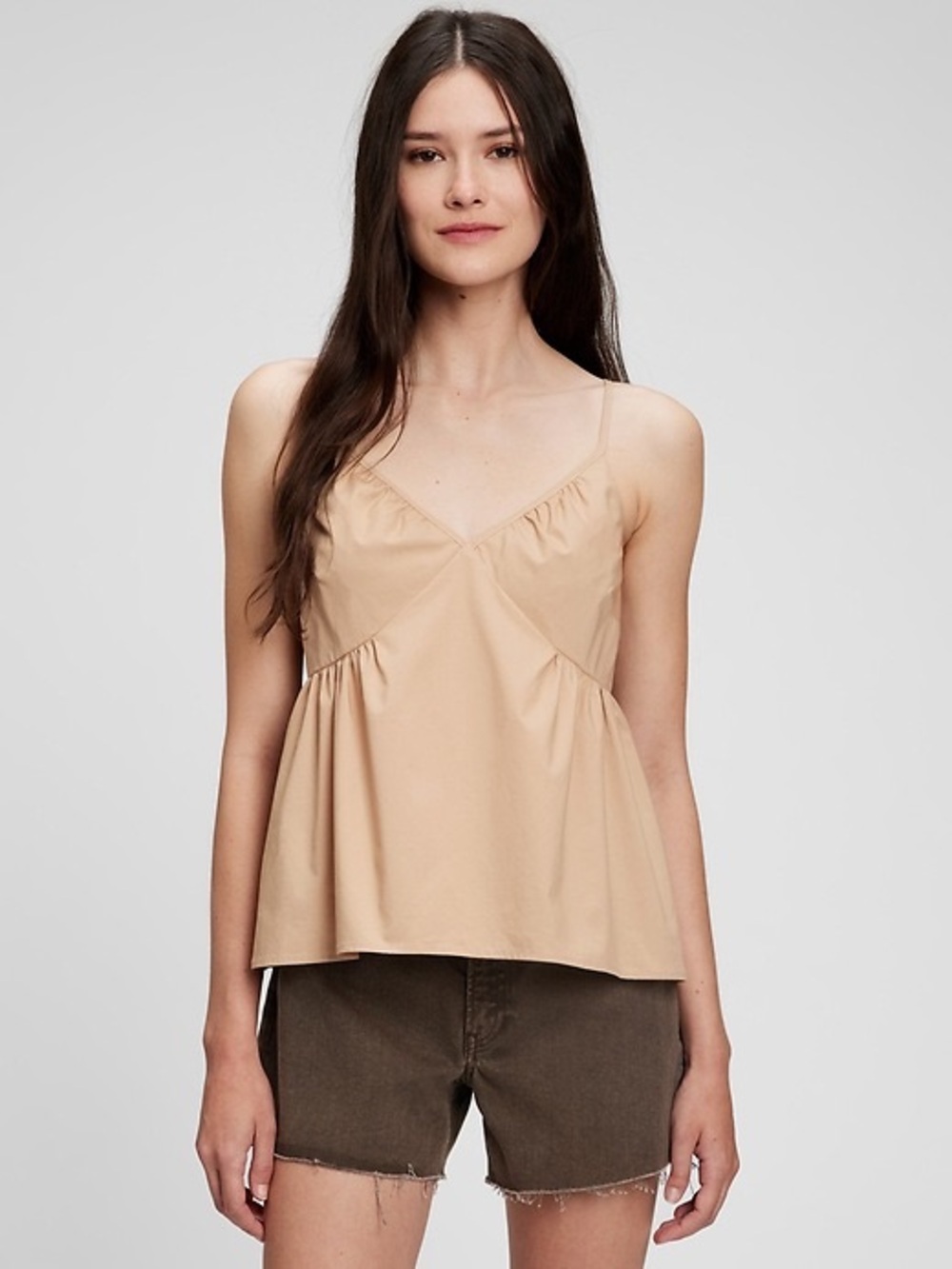 GAP Tan Peplum Cami with Adjustable Spaghetti Straps